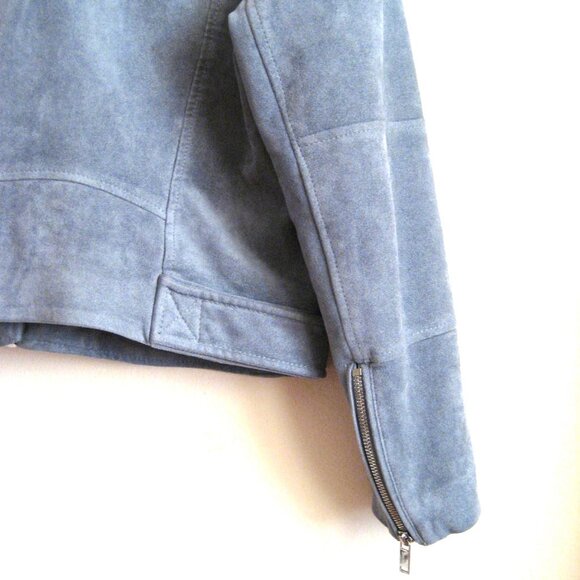 H&M Divided Faux Suede Biker Moto Jacket, Blueish Gray, Size 10 Medium - Picture 6 of 7